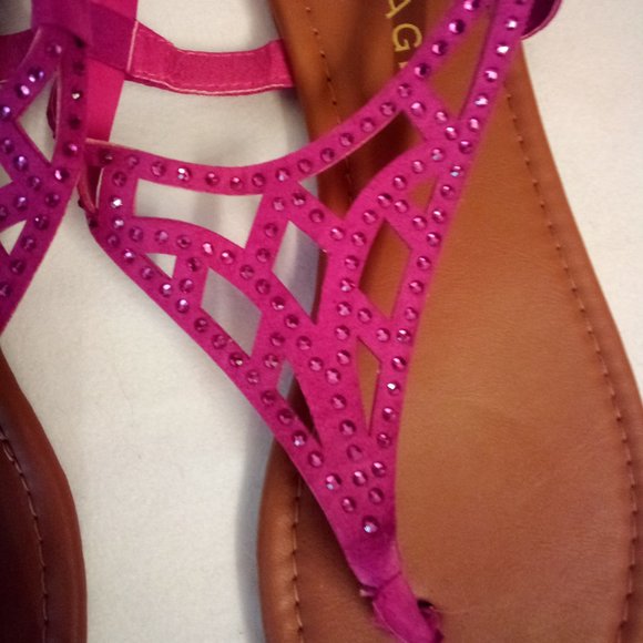 Faux Suede Thong Sandal With Sparkles - Picture 3 of 7